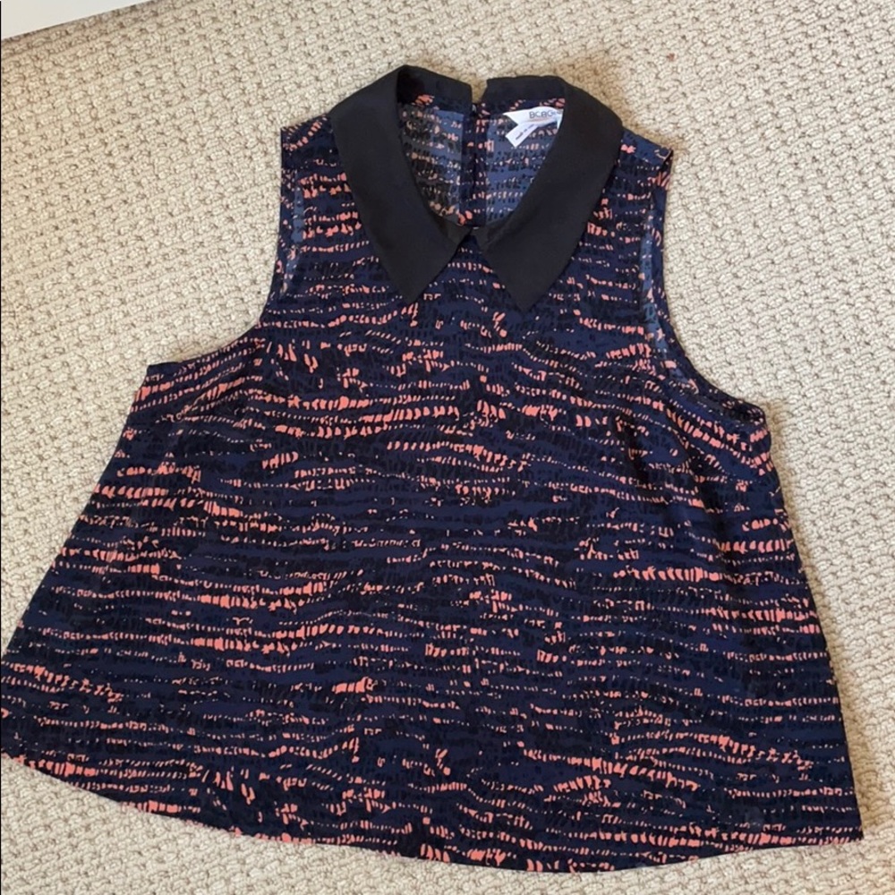 BCBG swing top in black, navy and salmon